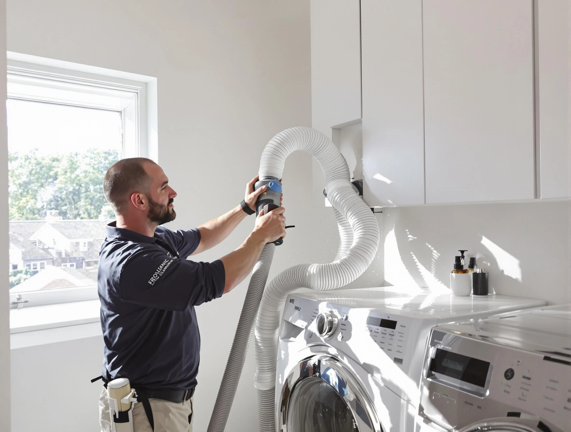 Certified Brighton Dryer Vent Cleaning technician performing dryer vent cleaning in Brighton